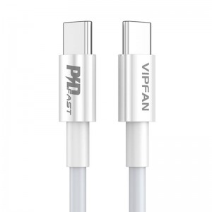 Vipfan USB-C līdz USB-C kabelis Vipfan P02, 1m (balts)