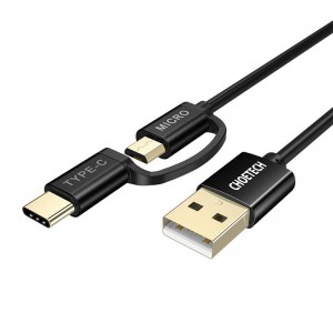 Choetech 2in1 USB kabelis Choetech USB-C / Micro USB, (melns)
