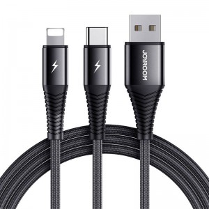 Joyroom USB kabelis Joyroom S-1230G12 2in1 USB-C / Lightning 3A 1.2m (melns)