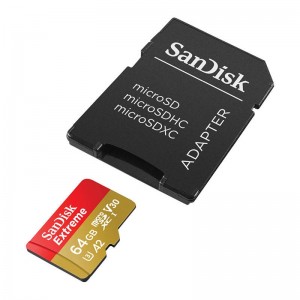 Sandisk Extreme Atmiņas Karte microSD + Adapteris 64 GB