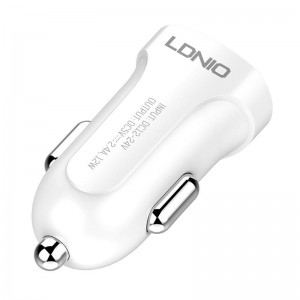 Ldnio DL-C17 auto lādētājs, 1x USB, 12W + Lightning kabelis (balts)
