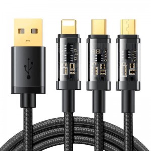 Joyroom USB kabelis Joyroom S-1T3015A5 3in1 USB-C / Lightning / Micro USB 3.5A 1.2m (melns)