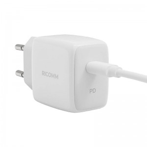 Настенное зарядное устройство Ricomm 25 Вт PD Ricomm RC251 EU, 1xUSB-C + кабель USB-C длиной 2,1 м