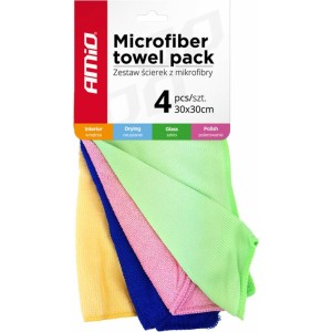 Чистящая салфетка из микрофибры 4 вида 30х30 см, Microbifer cleaning towel Amio 01983