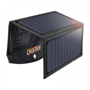 Choetech Salokāms saules lādētājs Choetech SC001 19W 2xUSB (melns)