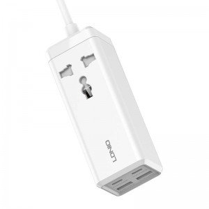 Удлинитель Ldnio с 1 розеткой переменного тока, 2x USB, 2x USB-C LDNIO SC1418, ЕС / США, 2500 Вт (белый)