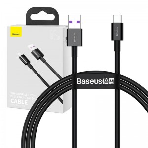 Baseus Superior USB - USB Type C cable 66 W (11 V / 6 A) Huawei SuperCharge SCP 1 m black (CATYS-01)
