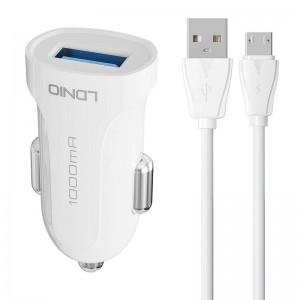 Автомобильное зарядное устройство Ldnio LDNIO DL-C17, 1x USB, 12 Вт + кабель Micro USB (белый)