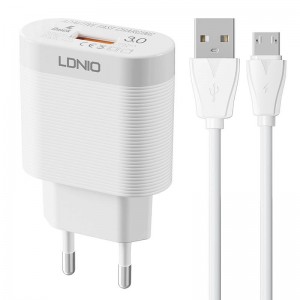 Настенное зарядное устройство Ldnio LDNIO A303Q USB 18 Вт + кабель MicroUSB