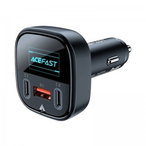 Acefast auto lādētājs Acefast B5, 101W, 2x USB-C + USB, OLED (melns)