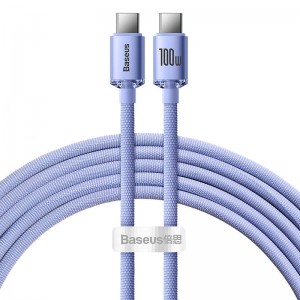 Baseus Crystal Shine Series cable USB cable for fast charging and data transfer USB Type C - USB Type C 100W 2m purple (CAJY000705)