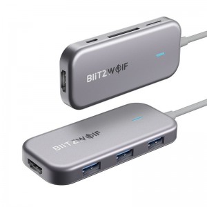 Blitzwolf 7in1 Blitzwolf BW-TH5 centrmezgls USB-C līdz 3xUSB 3.0, HDMI, USB-C PD, SD, microSD