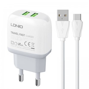 Ldnio Wall charger  LDNIO A2219 2USB + USB-C cable