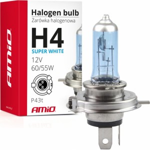 Амио галогенная лампа H4 12V 60/55W УФ-фильтр (E4) Super White