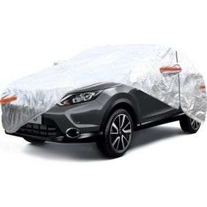 Amio ALUMINIUM CAR COVER с застежкой-молнией, СВЕТООТРАЖАЮЩИЙ, 120г + хлопок, серебристый, размер: внедорожник/фургон l