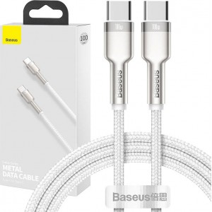 Кабель Baseus USB-C/USB-C Baseus Cafule, 100 Вт, 1 м (белый)