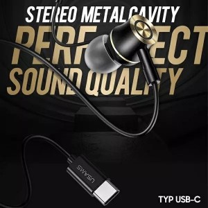 Usams Stereo headphones EP-43 metal USB-C black/black HSEP4301