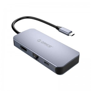 Orico Adapter Hub 6w1 Orico, HDMI 4K   3x USB 3.0   RJ45  USB-C PD 100W