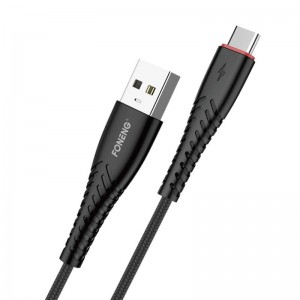 Foneng X15 USB uz USB-C kabelis, 2.4A, 1.2m (melns)