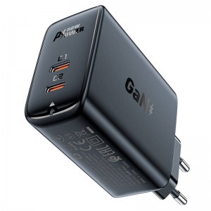 Acefast sienas lādētājs Acefast A29 PD50W GAN 2x USB-C 50W (melns)