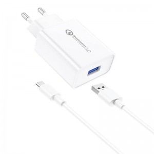 Foneng sienas lādētājs Foneng EU13 + USB uz mikro USB kabeli, 3A (balts)