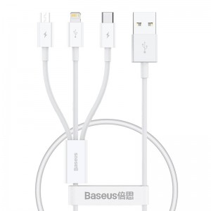 Baseus Quick Charge USB для M + L + C Baseus Superior Data 3,5 А 0,5 м (белый)