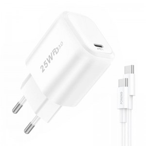 Foneng ātrais lādētājs Foneng 2x USB EU40 + USB C kabelis