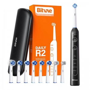 Bitvae Ротационная зубная щетка с набором наконечников и дорожным футляром Bitvae R2 (черный)