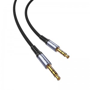 Vipfan Cable Vipfan L11 mini jack 3.5mm AUX, 1m, gold plated (grey)