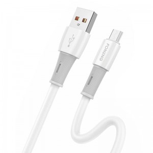 Foneng kabelis USB uz Micro, X86 elastīgs 3A, 1.2m (balts)