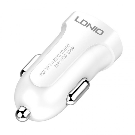 Автомобильное зарядное устройство Ldnio LDNIO DL-C17, 1x USB, 12 Вт + кабель USB-C (белый)