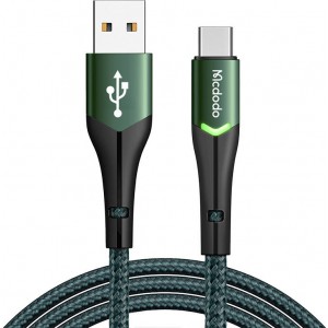 Mcdodo USB uz USB-C Mcdodo Magnificence CA-7961 LED kabelis, 1m (zaļš)