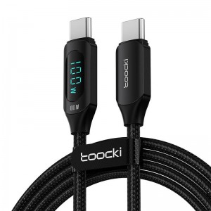 Toocki uzlādes kabelis USB C-C, 1m, 100W (melns)
