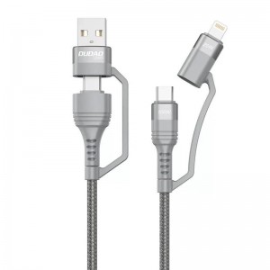 Dudao USB kabelis Dudao L20xs 4in1 USB-C / Lightning / USB-A 2.4A, 1m (pelēks)