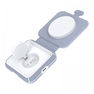 Choetech bezvadu lādētājs 2-in-1 Choetech T323, MagSafe &; MFI (pelēks)