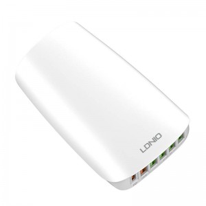 Ldnio sienas lādētājs LDNIO A6573C EU 5USB, USB-C 65W + Strāvas vads