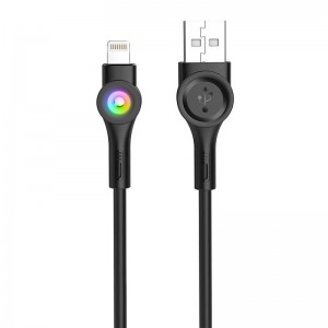 Foneng X59 USB uz Micro USB kabelis, LED, 3A, 1m (melns)