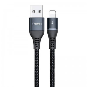 Remax kabelis USB Lightning Remax krāsaina gaisma, 2.4A, 1m (melna)