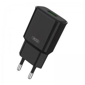 XO sienas lādētājs XO L92D, 1x USB, 18W, QC 3.0 (melns)