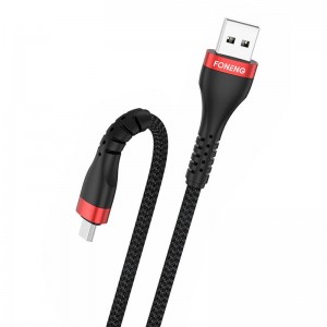 Foneng kabelis USB uz Micro USB Foneng, x82 bruņots 3A, 1m (melns)