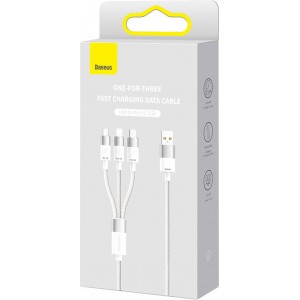 Baseus 3in1 USB kabelis Baseus StarSpeed sērija, USB-C + Micro + Lightning 3,5A, 1.2m (balts)