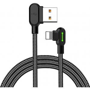 Mcdodo leņķa USB zibens kabelis Mcdodo CA-4671 LED, 1.2m (melns)