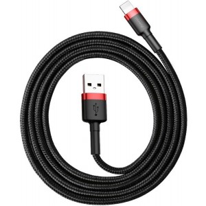 Baseus 50см Baseus Cafule Lightning кабель USB 2.4A (черный-красный)