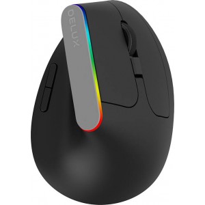 Delux bezvadu vertikālā pele Delux M618C 2.4G 1600DPI RGB (melna)