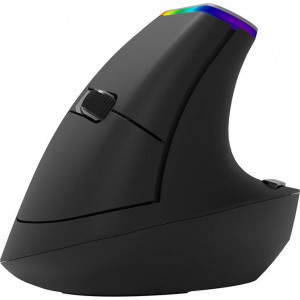 Delux bezvadu vertikālā pele Delux M618C 2.4G 1600DPI RGB (melna)