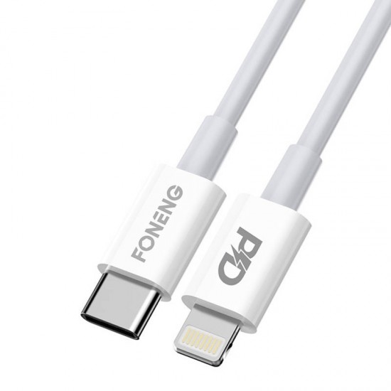 Foneng USB-C kabelis Foneng X31, 3A, 2M apgaismojumam (balts)