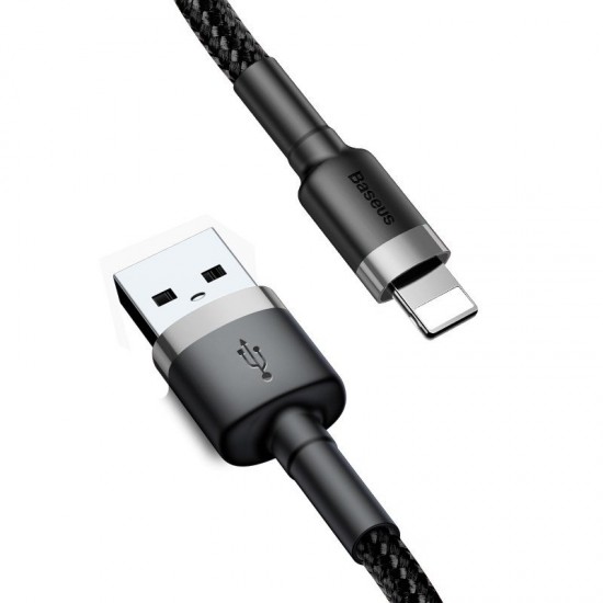 Baseus CALKLF-AG1 Nylon Datu & Uzlādes vads USB-C QC3.0 2.4A uz Lightning 0.5m Black/Grey