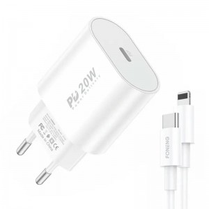 Foneng ātrais lādētājs Foneng 1x USB PD 3.0 EU39 + USB C to Lightning