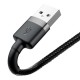 Baseus CALKLF-AG1 Nylon Провод для передачи данных & заряда USB-C QC3.0 2.4A на Lightning 0.5m Black/Grey