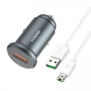 Foneng Auto lādētājs Foneng C15, USB, 4A + kabelis USB uz Micro USB (pelēks)